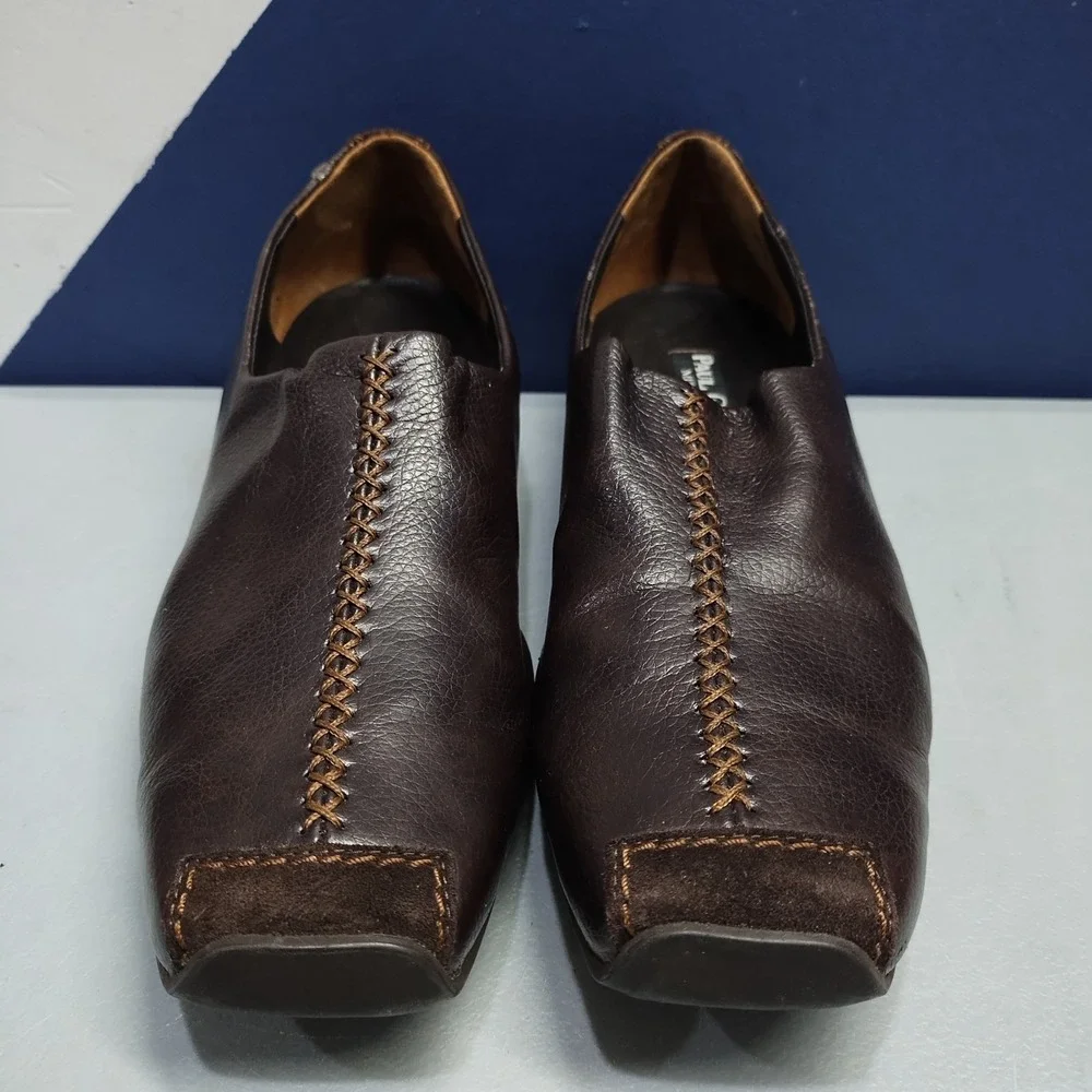 Paul Green Munchen Driving Loafers Womens 7 Brown Stitching Square Toe Slip On